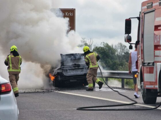 FOTO: Ogenj je povsem uničil avto