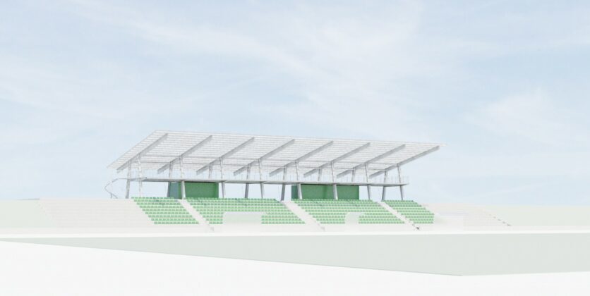 Razširjena in pokrita tribuna na stadionu Portoval